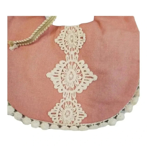 Boho Vintage Inspired Reversable Baby Bib with Matching Headbands Baby G… - Picture 5 of 10